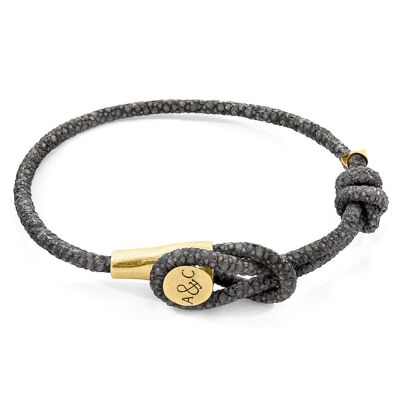 Bracciale Shadow Grey Dundee in oro giallo 9 carati e pelle di razza