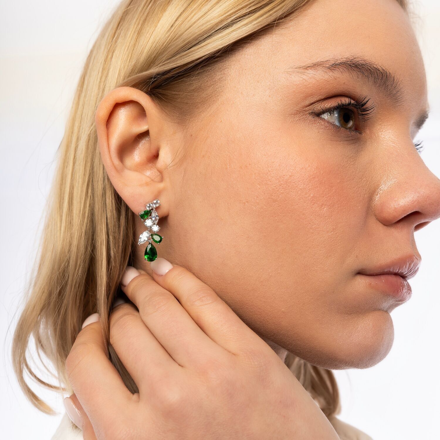 Fancy Green Drop Tree Branch Earring
