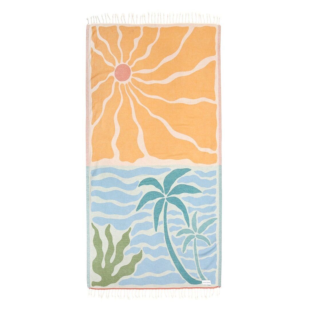 Fouta - Telo mare - Cotone riciclato leggero - Antisabbia, morbido e ad asciugatura rapida - Sun & Palms