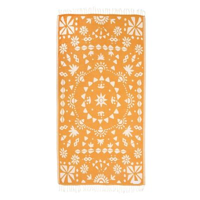 Fouta - Telo mare - Cotone riciclato leggero - Antisabbia, morbido e ad asciugatura rapida - La Bohémienne Jaune