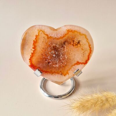 Pietra preziosa Corniola Druzy Cuore su Supporto #1 124g – Passione, Potenza ed Energia Frizzante