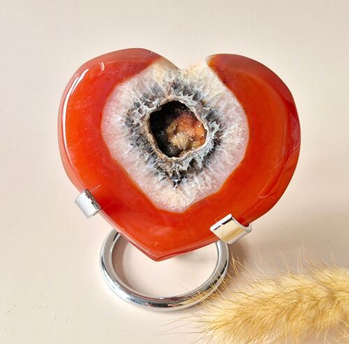 Edelsteen Carnelian Druzy Hart op Standaard #2 119g – Passie, Kracht & Glinsterende Energie