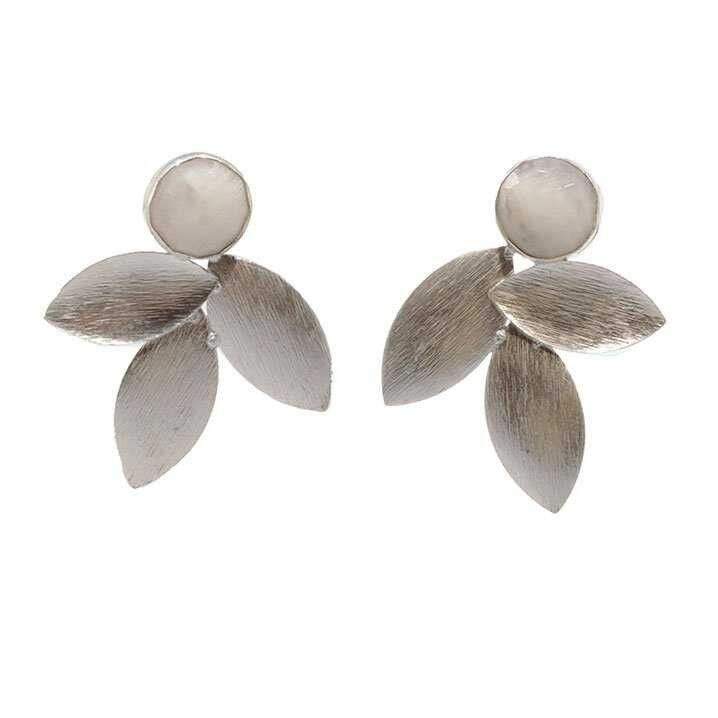 Mondstein Silber Leinen Ohrringe