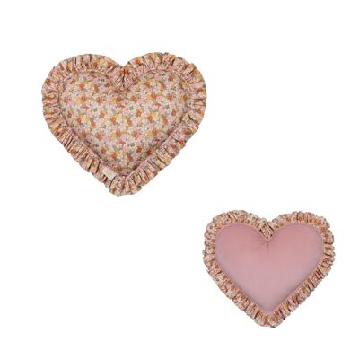 Cuscino a forma di cuore bifacciale con balza "giardino verde", regalo di San Valentino per lei, decorazioni pasquali e primaverili, regalo per baby shower per bambina, regalo per la mamma