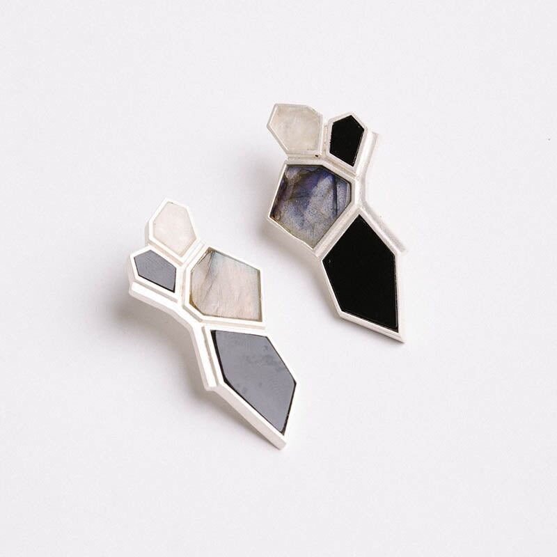 Orecchini Kayzen Ed. Argento bianco e nero limitati