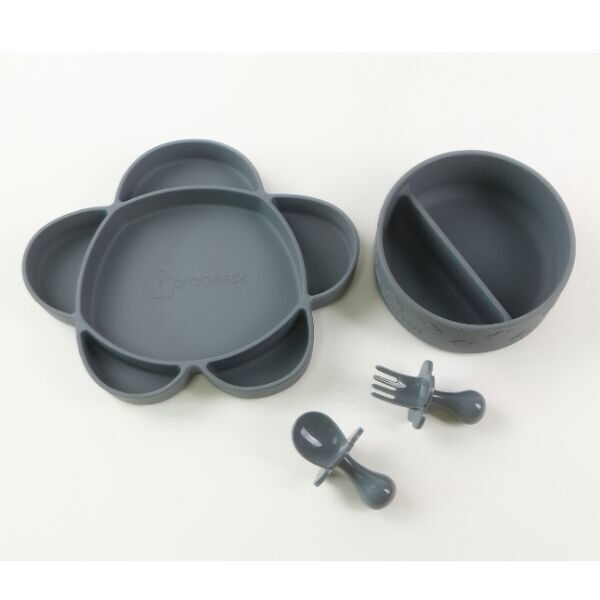 Lunch box in silicone e ventosa per bambini, 4 pezzi