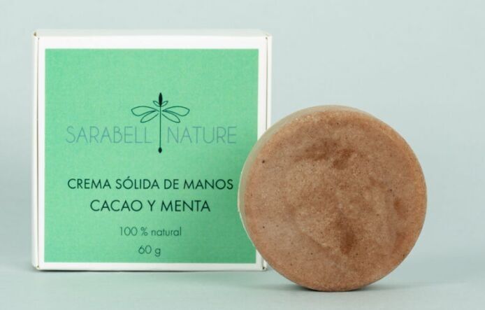 Solid hand cream cocoa and mint