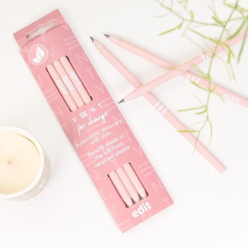 Pencils Pack of 3 recycled - EDIT Powder Pink