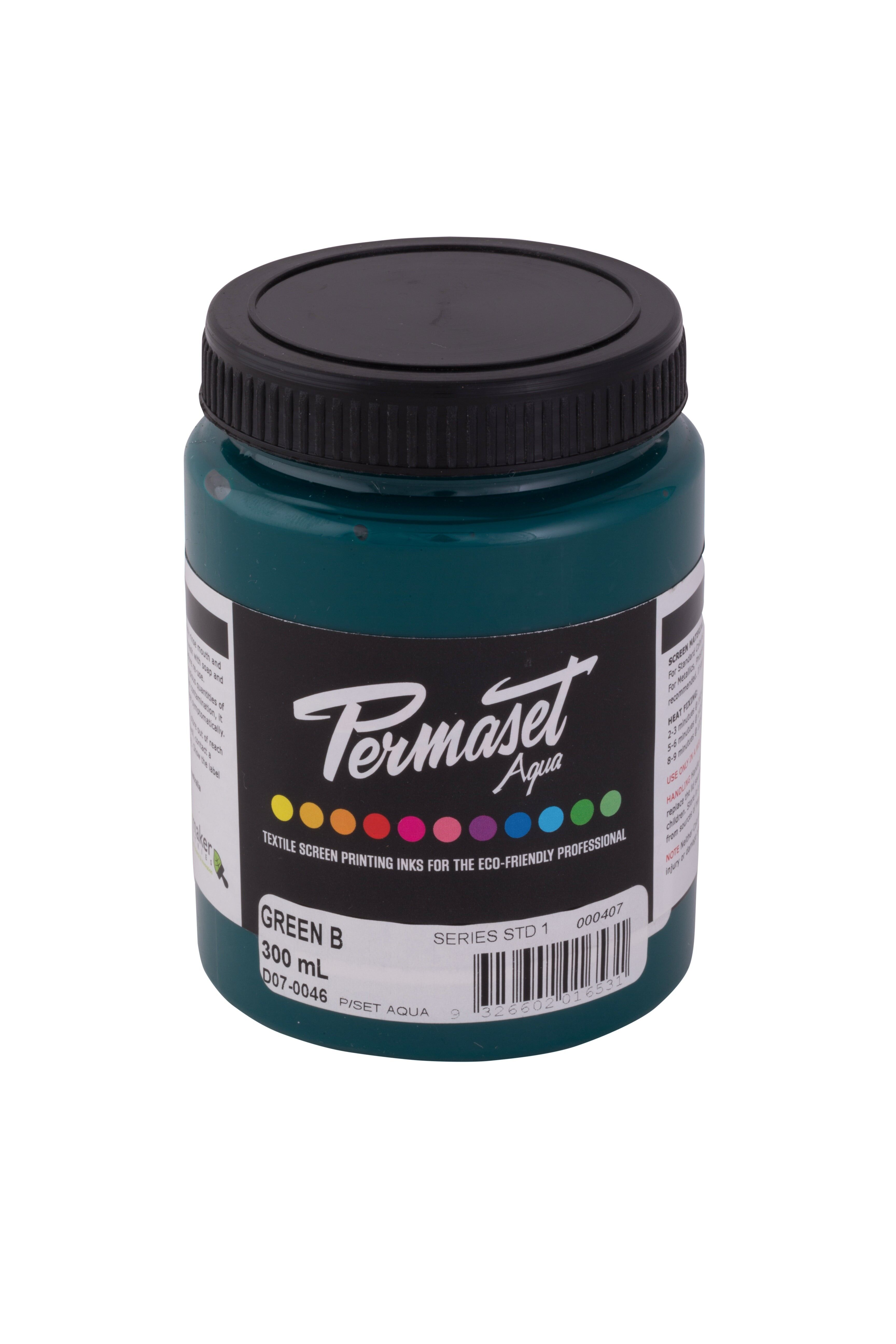 Encre Permaset Aqua Standard 300 ml Vert B - Encre de sérigraphie pour tissus - Kit de sérigraphie idéal pour la maison, le bureau, le kit de démarrage, la peinture textile, la sérigraphie et autres encres textiles