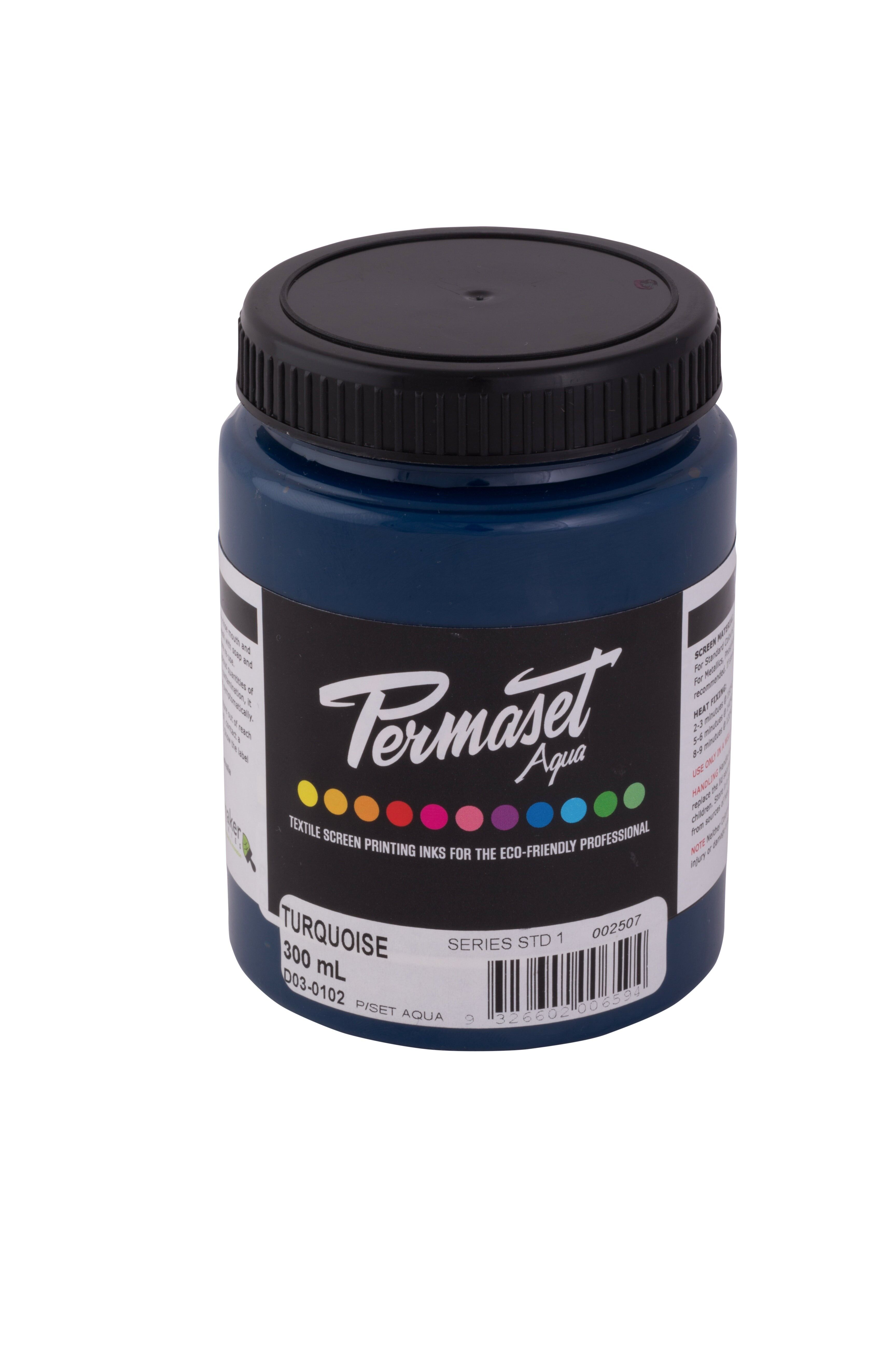 Permaset Aqua Standard 300 ml Türkis – Siebdruckfarbe für Stoff – Ideales Siebdruck-Set fürs Homeoffice, Starter-Set, Stofffarbe, Siebdrucker und andere Stofftinte