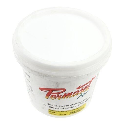 Permaset Aqua Standard 1 Litre White - Screen Printing Ink for Fabric - Ideal Screen Printing Kit for Home Office, Starter Kit, Fabric Paint, Screen Printer and other Fabric Ink