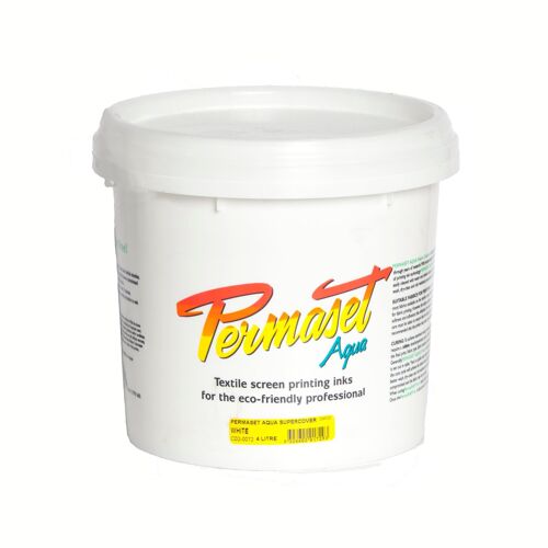 Permaset Aqua Standard 4 Litres White - Screen Printing Ink for Fabric - Ideal Screen Printing Kit for Home Office, Starter Kit, Fabric Paint, Screen Printer and other Fabric Ink