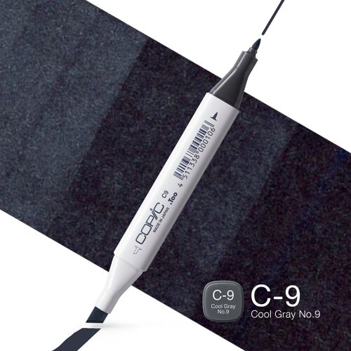 COPIC Classic Coloured Marker Pen - (C-9) Cool Gray No.9, For Art & Crafts, Colouring, Graphics, Highlighter, Design, Anime, Professional & Beginners, Art Supplies & Colouring Books