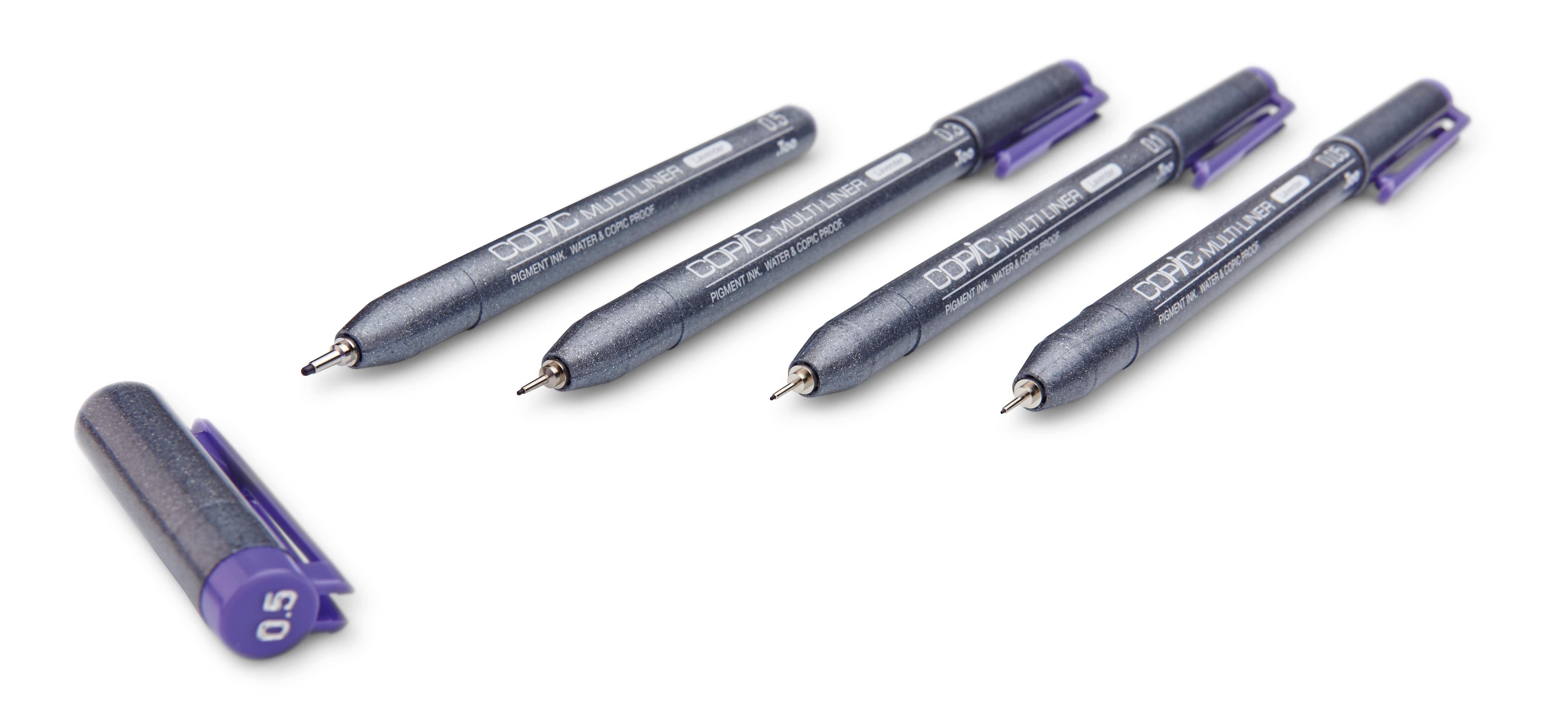 COPIC Multiliner Coloured Marker Pen - lavender Set 4 pcs. assorted, For Art & Crafts, Colouring, Graphics, Highlighter, Design, Anime, Professional & Beginners, Art Supplies & Colouring Books
