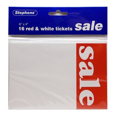 Venta de boletos Stephens, rojo sobre blanco, paquete de 6 x 4, 16 unidades, rojo, paquete individual