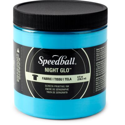 Inchiostro per serigrafia Speedball Night Glo Fabric, blu, 8oz