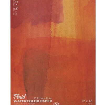 Bloc de papier aquarelle Speedball Fluid Cold Press, blanc, 30,5 x 40,6 cm