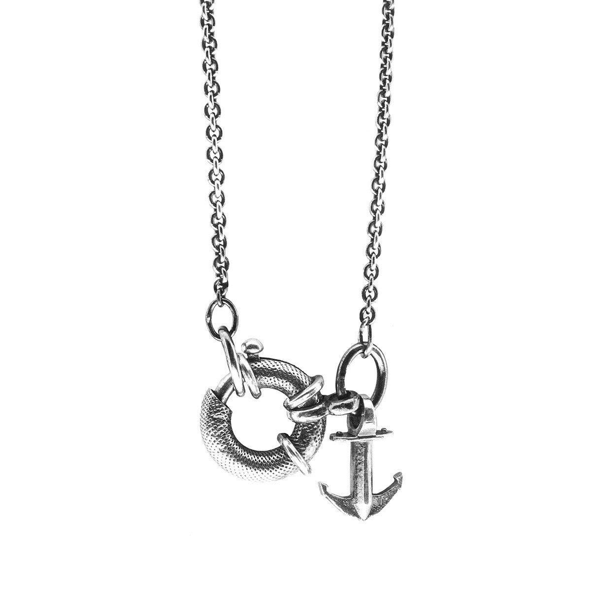 Collana con ciondolo in argento con firma Clyde Anchor
