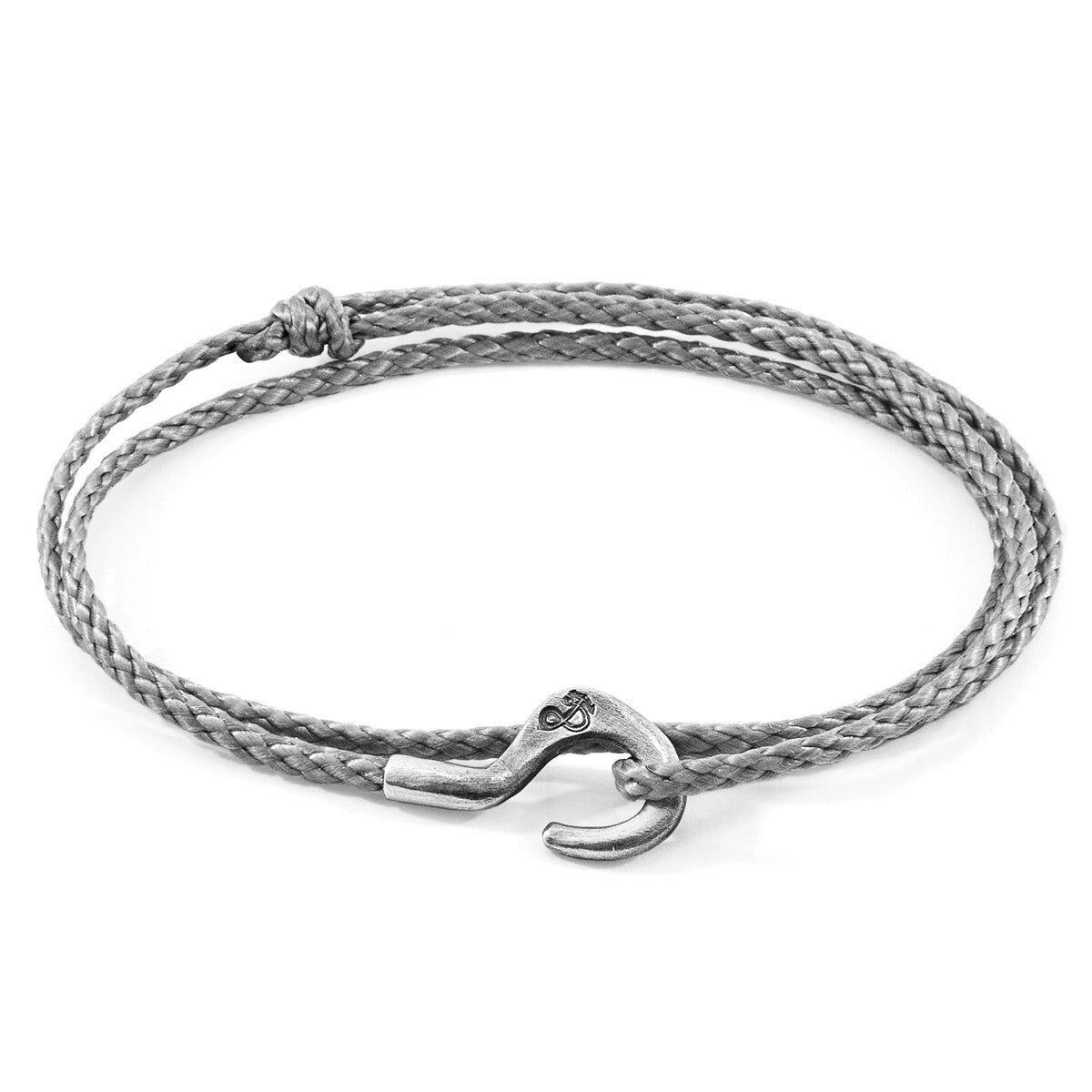 Bracciale SKINNY classico in argento e corda Charles grigio
