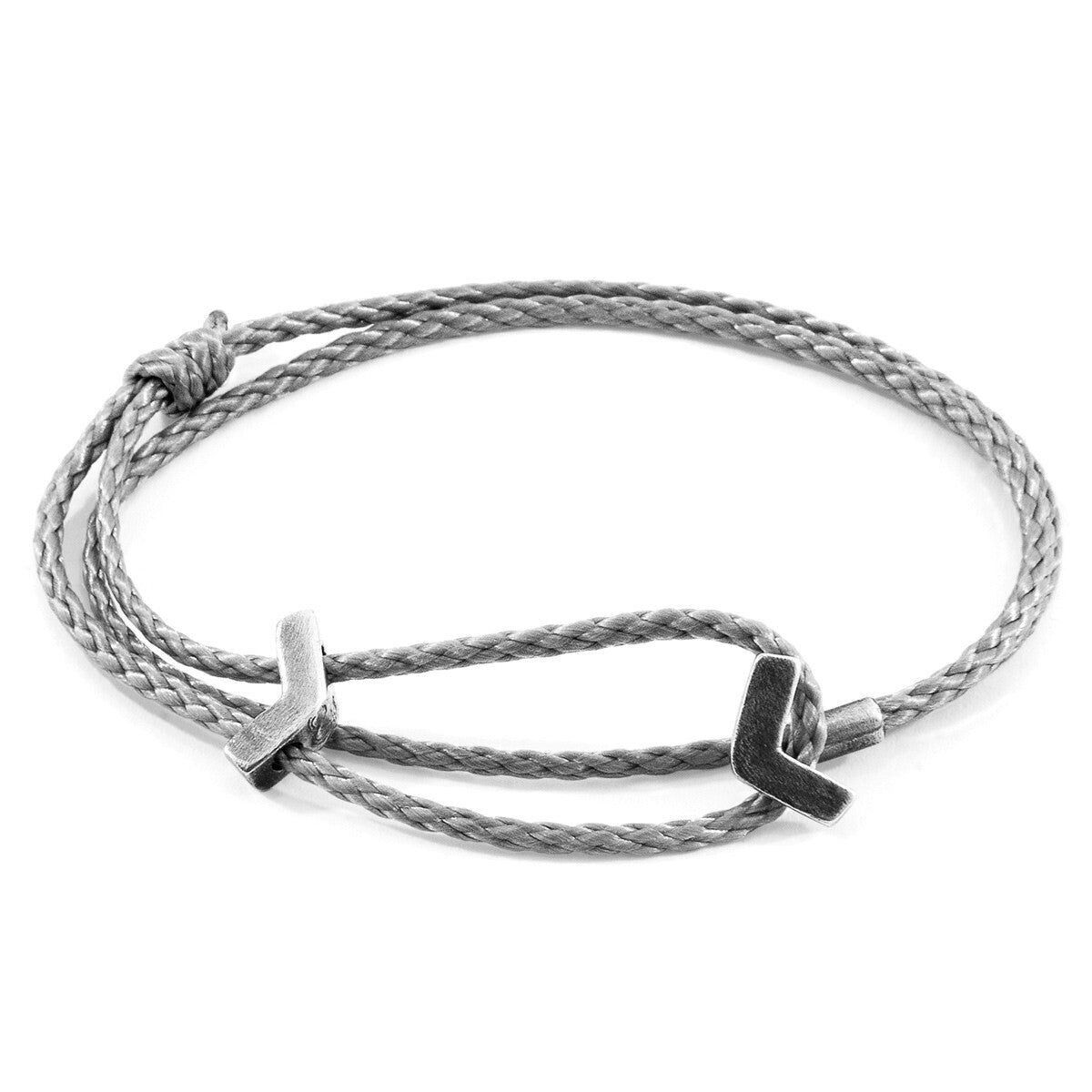 Bracciale SKINNY classico in argento e corda William grigio