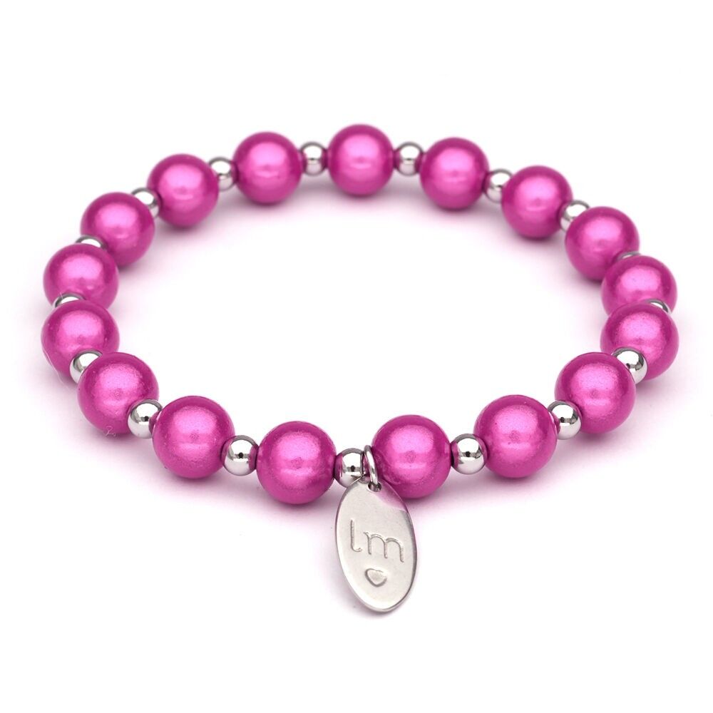 Bracciale LizzyMae Galaxy Pearl - FUCHSIA-ARGENTO 8 + 4mm