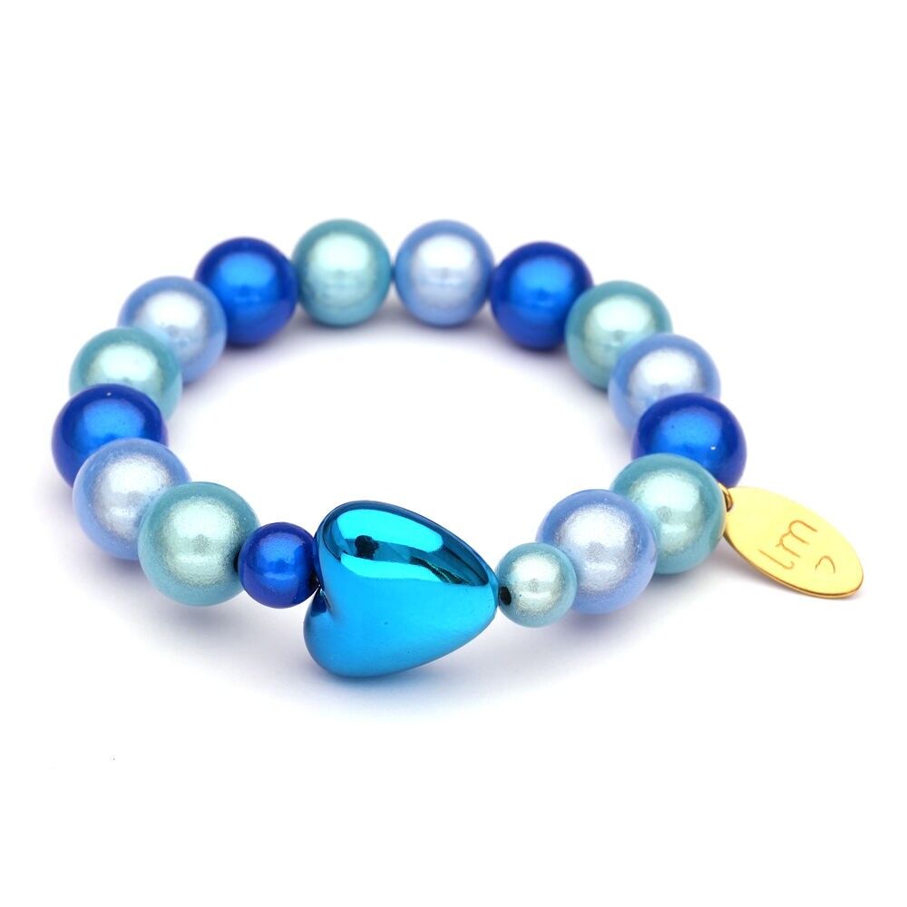 Bracciale LizzyMae Galaxy Pearl - LICHTBLAUW-AQUA-KOBALT + HART BLAUW 12mm