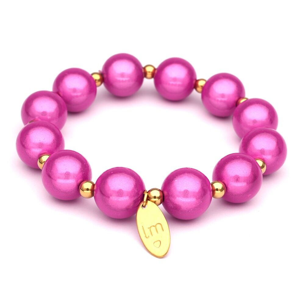Bracciale LizzyMae Galaxy Pearl - FUCHSIA-ORO 14+5mm