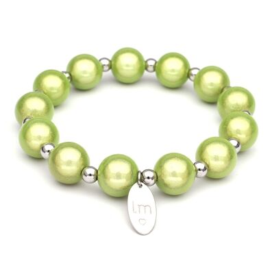 LizzyMae pulsera Galaxy Pearl - LICHTGROEN + ZILVER 12+5mm