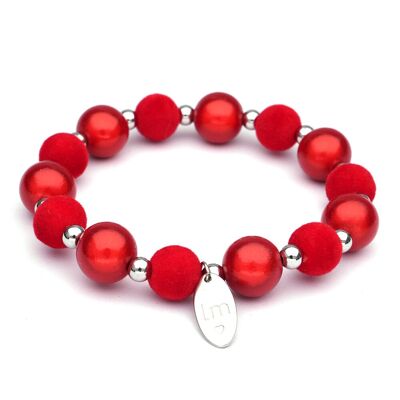 LizzyMae bracelet Galaxy Pearl - ROOD + FLOCKING + ZILVER 12+10+5m