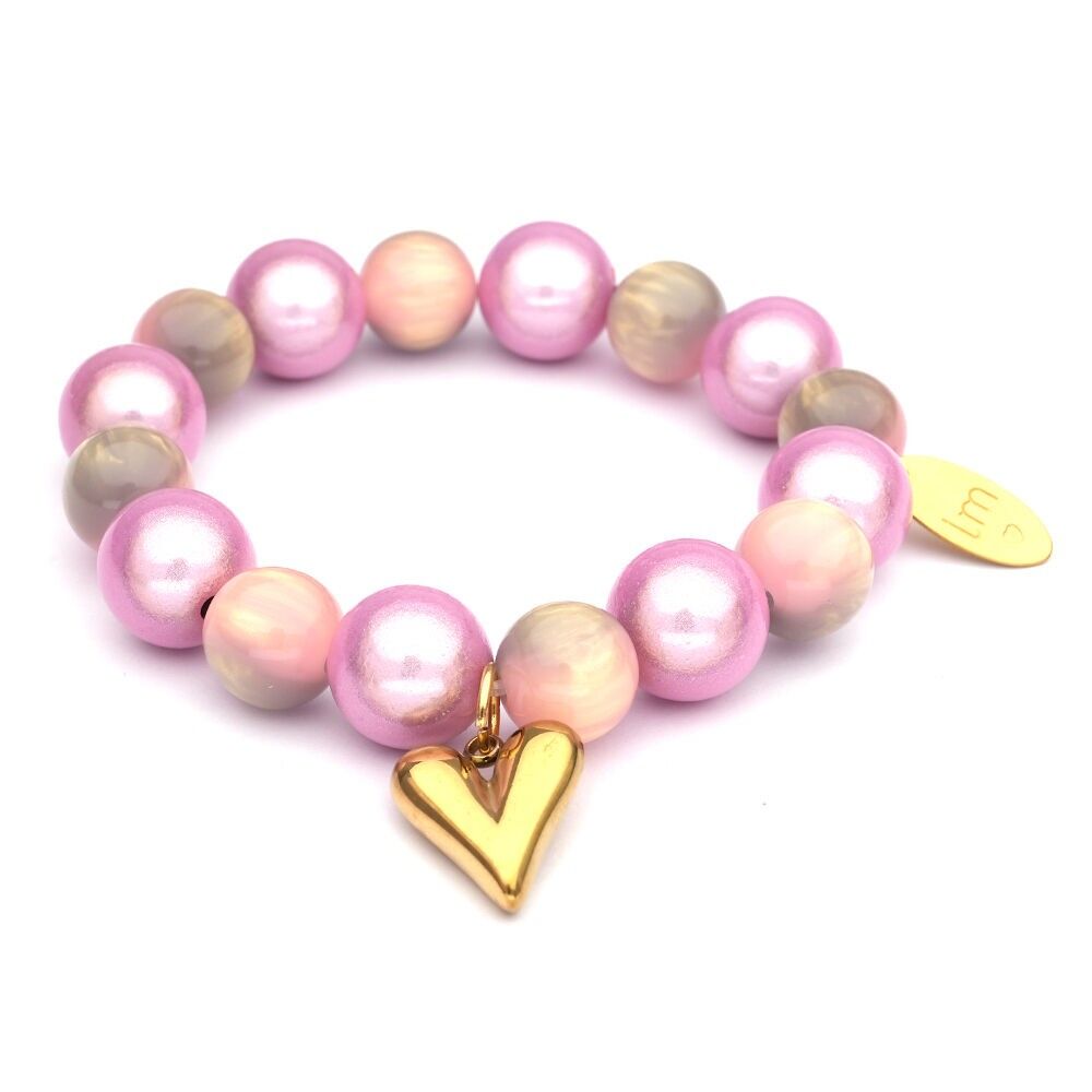 LizzyMae bracelet Galaxy Pearl - ROZE-LAVE-GOUD 14+12mm