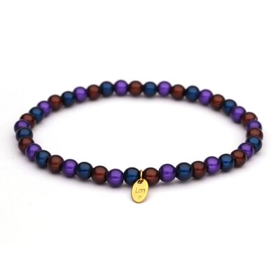 Bracciale LizzyMae Galaxy Pearl - NAVY-BRUIN-DONKERPAARS 5mm