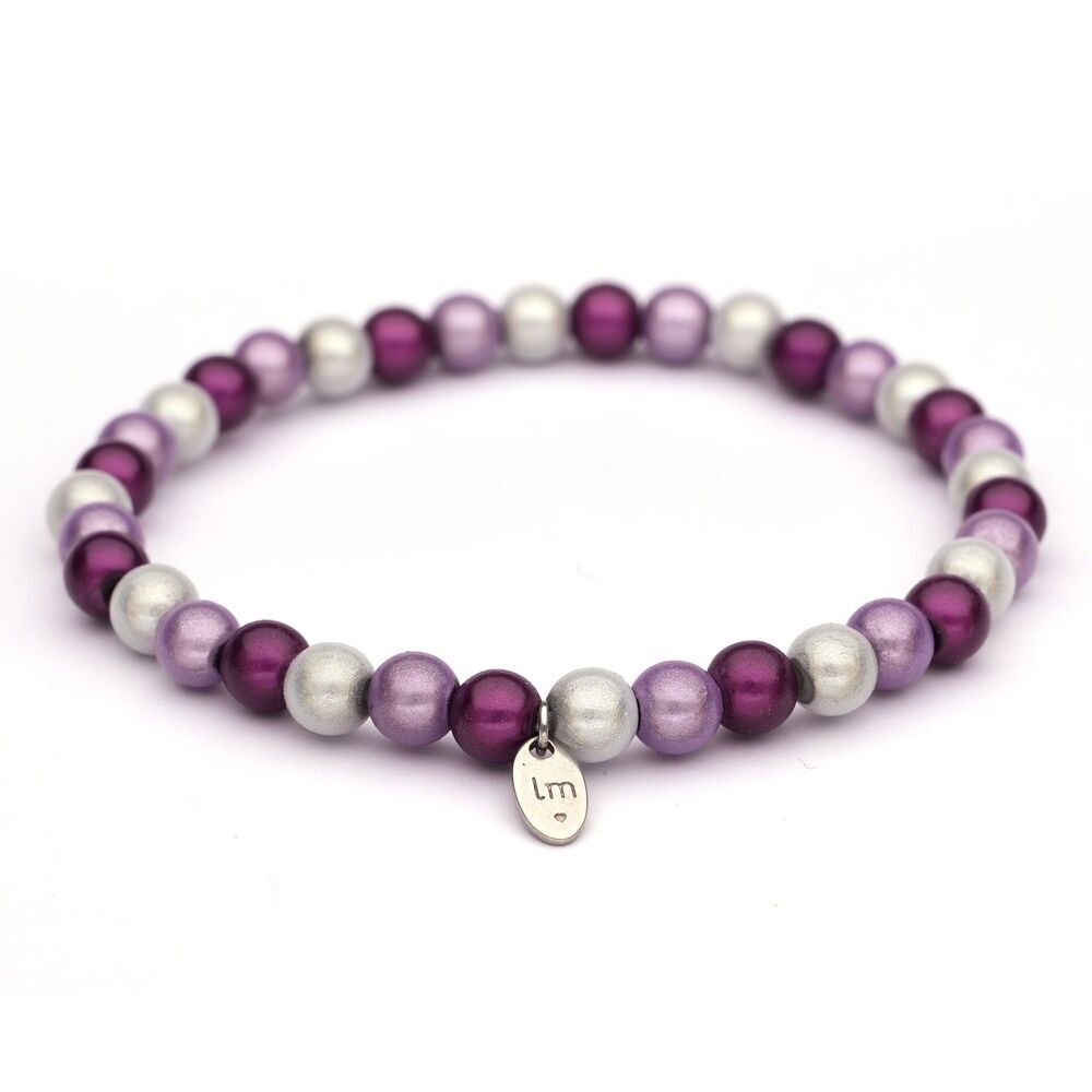 Bracciale LizzyMae Galaxy Pearl - OFFWHITE-LILA-PAARS 6mm