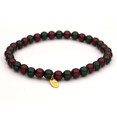 Bracciale LizzyMae Galaxy Pearl - DONKERGROEN-BORDEAUX 6mm