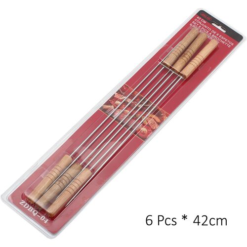 Set Of 6 Barbecue Skewers 42cm