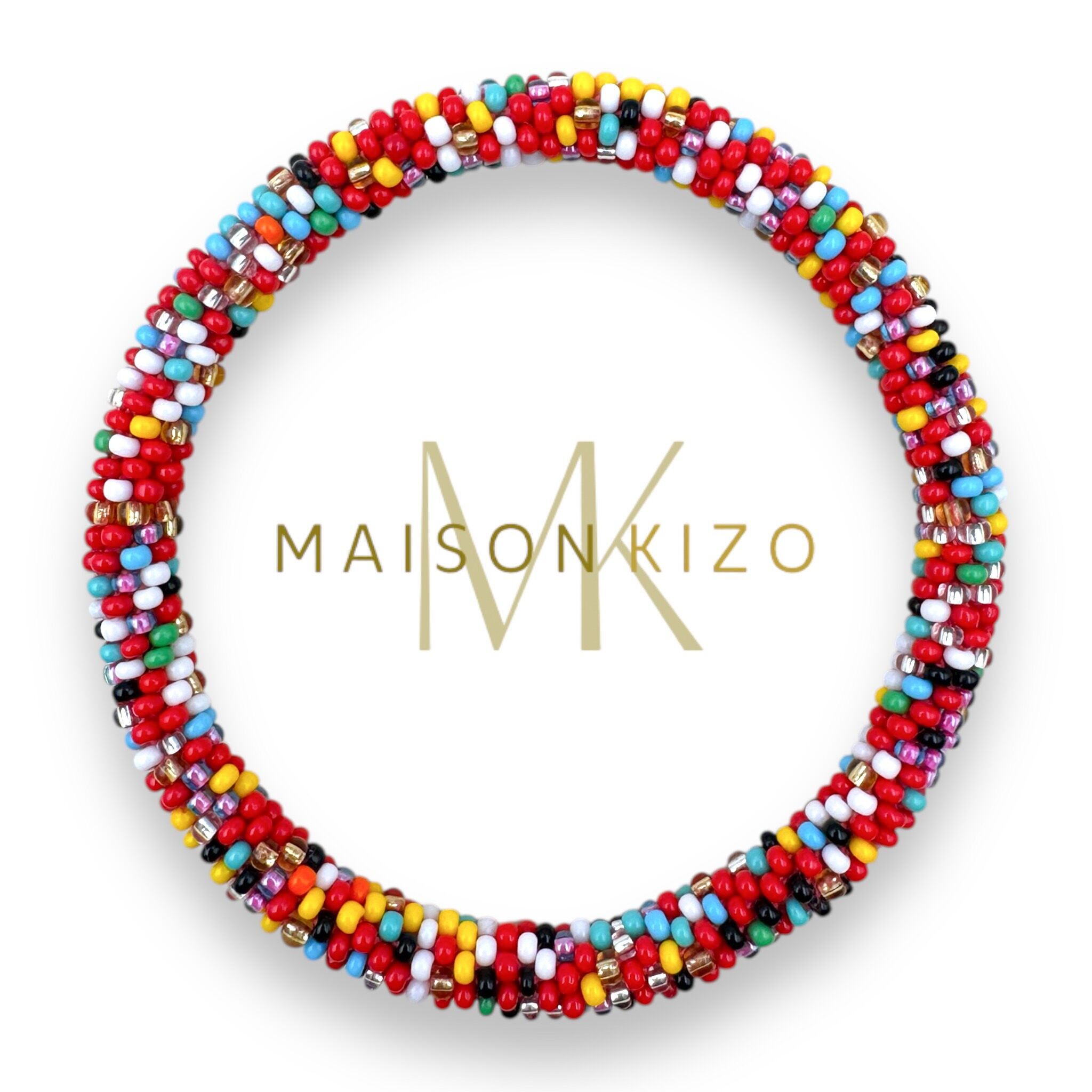 Nepalese red confetti bracelet E18