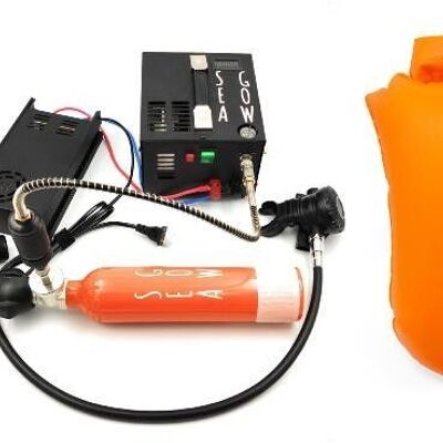 PACK SEAGOW200 Pack compressor 12/220 Volts + mini diving tank + buoy