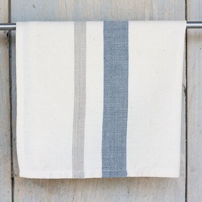 Servilleta de mesa de algodón orgánico - blanco sin blanquear con rayas de color