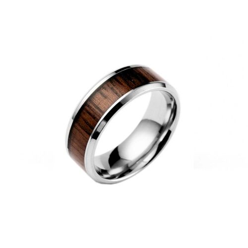 Stainless steel ring Kai | Met houten band | Diverse maten