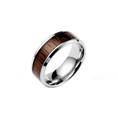 Stainless steel ring Kai | With wooden strap | Various sizes