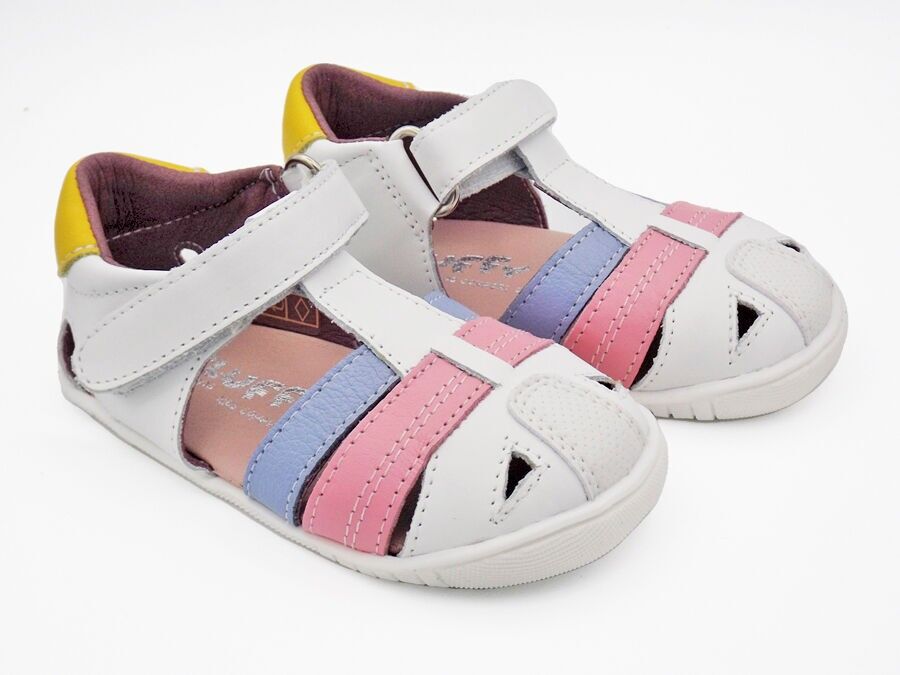 WEISSE LEDERSANDALE Fluffy One Fantasy