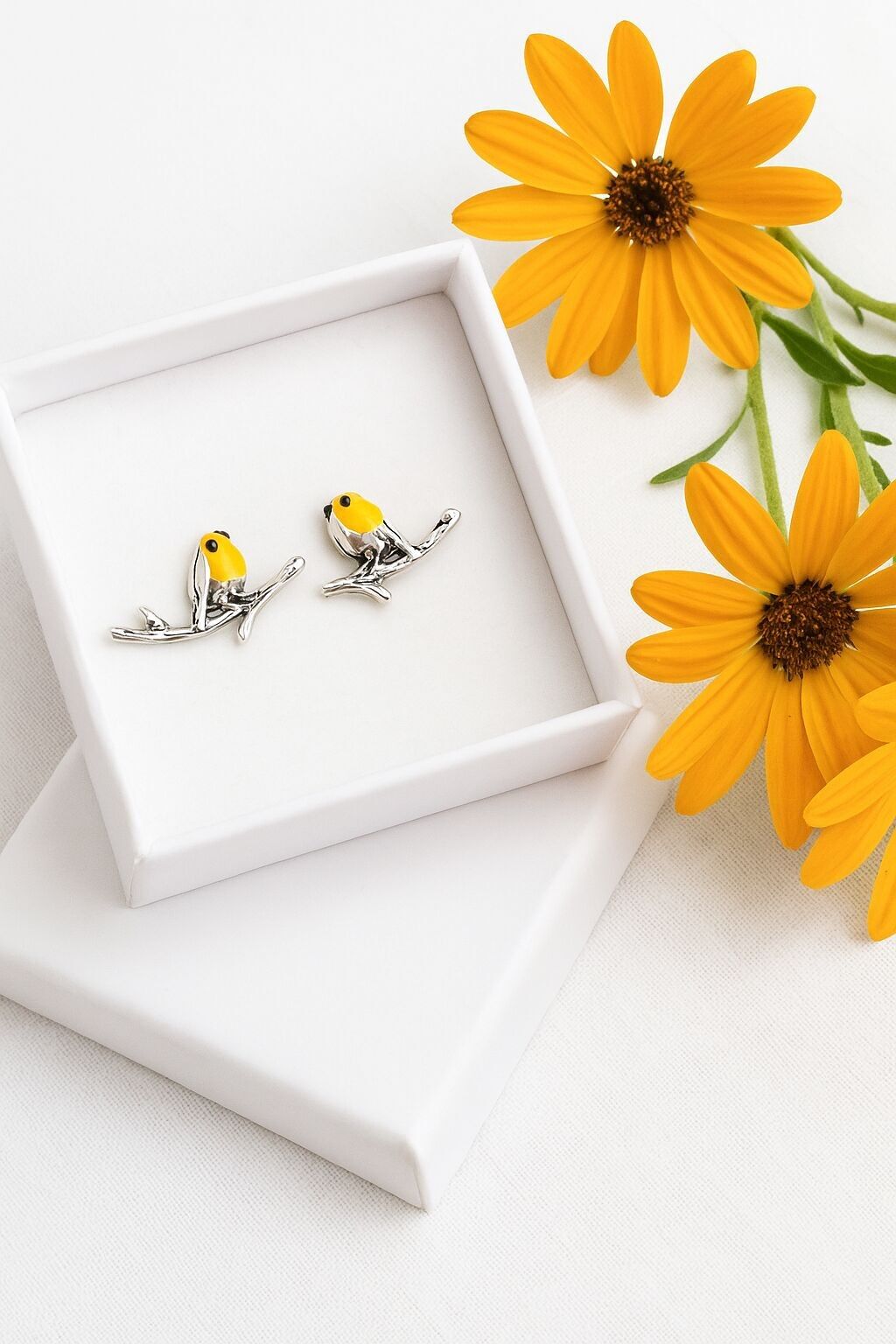 Earrings “bird on the branch”, bird earrings