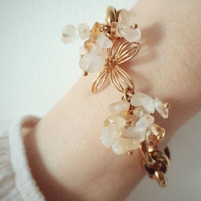Pulsera de cadena Najah, acero inoxidable y piedras citrinas naturales