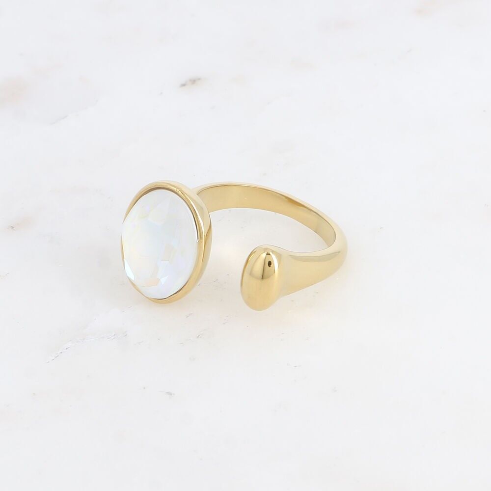 Anello aperto - cristallo taglio ovale 10x14mm