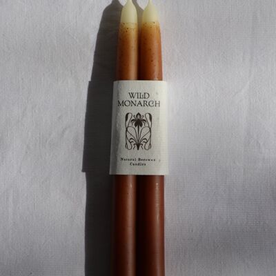 Walnut Brown Beeswax Taper Candles