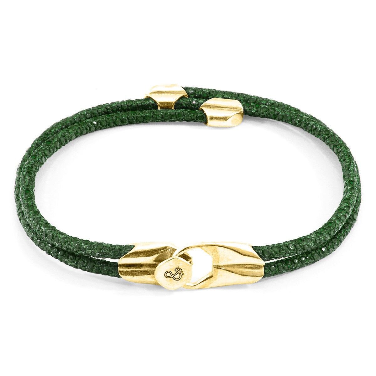 Pulsera Conway Racing Green de oro amarillo de 9 quilates y piel de raya