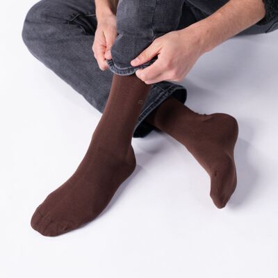 Chaussettes unies en bambou Marron