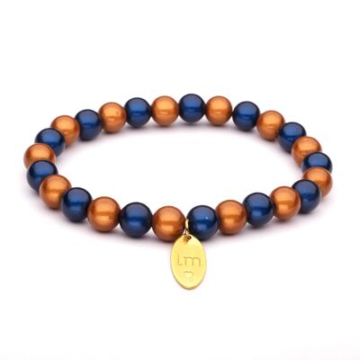 Brazalete LizzyMae Galaxy Pearl - azul marino-almendra 8 mm