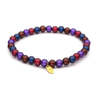 Bracciale LizzyMae Galaxy Pearl - paars-bruin-navy-rood 5mm