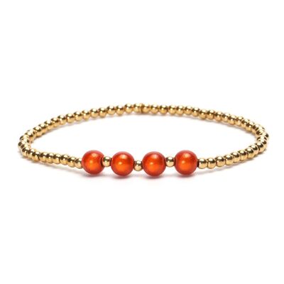 Bracciale LizzyMae in acciaio inossidabile - goud - 4x perle arancioni