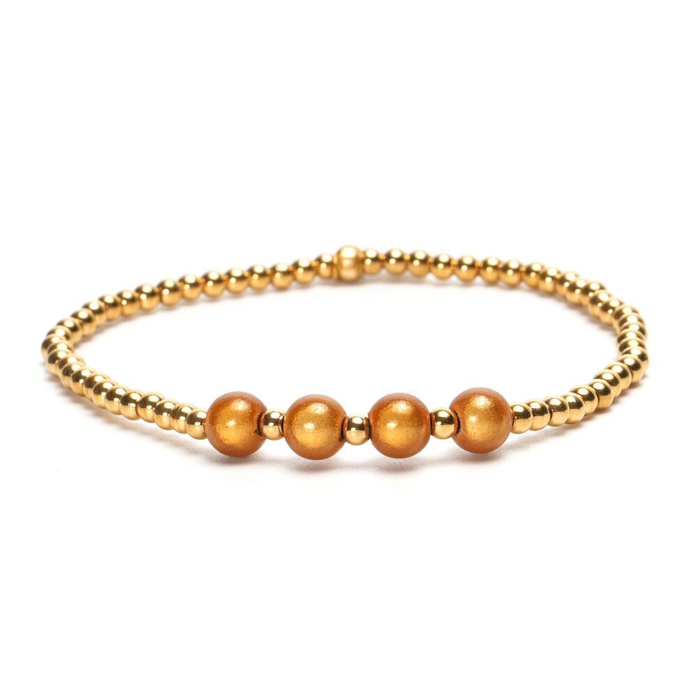 Bracelet LizzyMae en acier inoxydable - or - 4x perles
